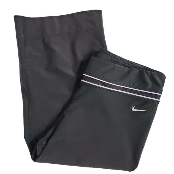 Nike Dri-Fit Womens Capri Pants Medium 8-10 Black Purple Workout Athletic 339512 - Picture 4 of 12